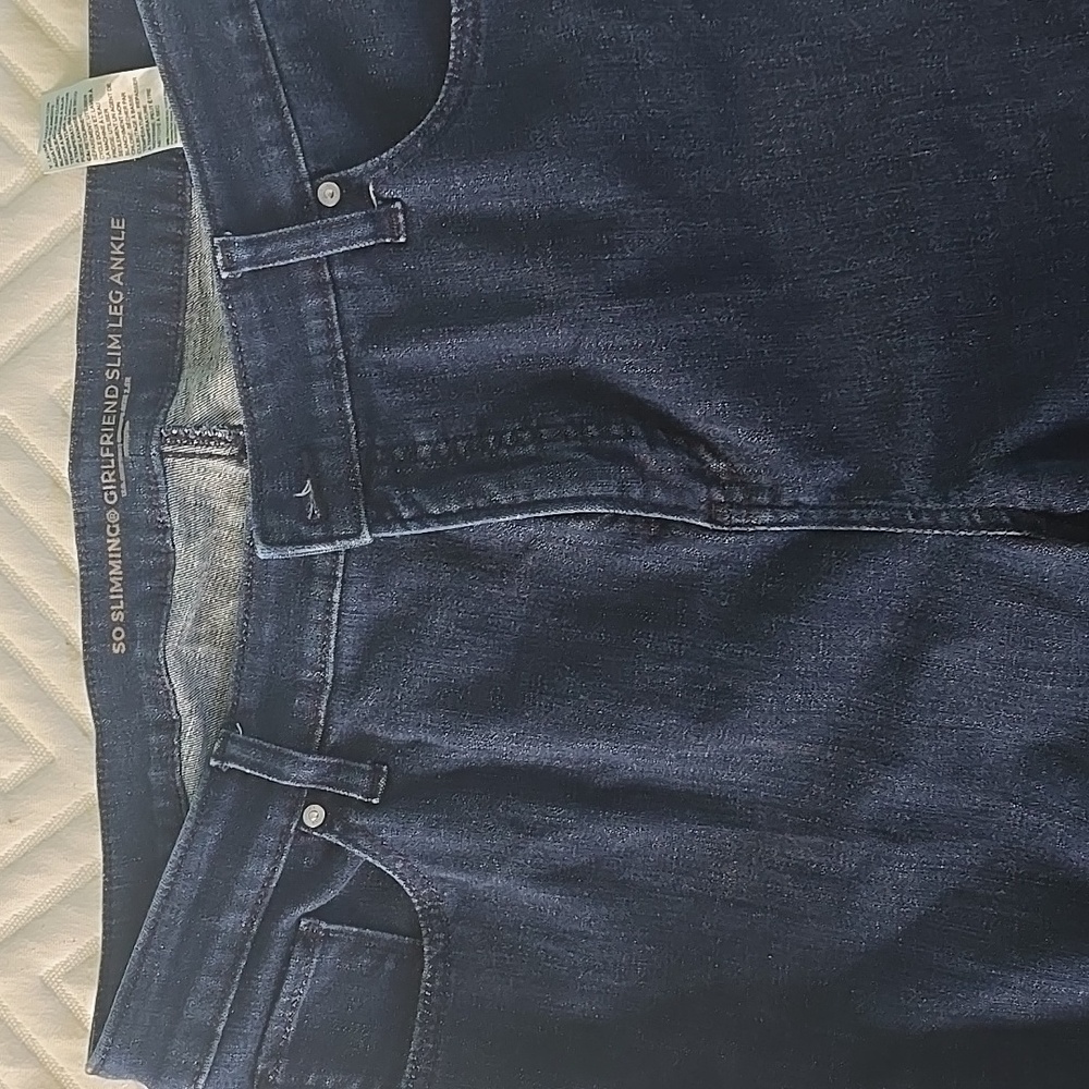 Womens So Slimming Girlfriend Slim Leg,Blue and Tan Straight Jeans - Picture 5 of 6